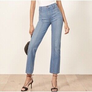 Reformation Women High Rise 70s Ankle Cropped Jeans Chesapeake Wash Size 28